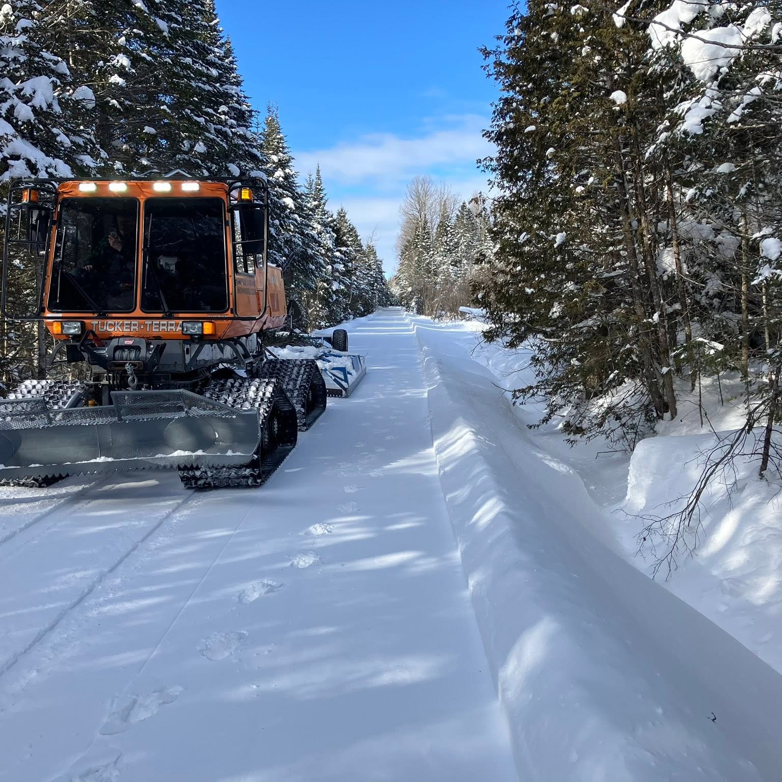Danville S-Ski-Mo grooming equipment on a snow-covered trail.